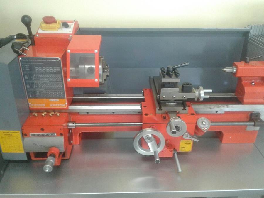 Metal lathe work in a fabrication shop